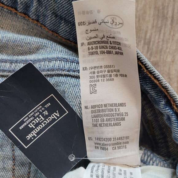 Abercrombie & Fitch Shorts Size 37 High Rise The Mom Short Raw Hem Distressed - Picture 10 of 10